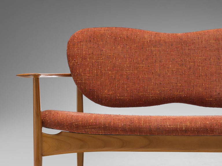 Danish Sofa in Cherry and Orange Upholstery