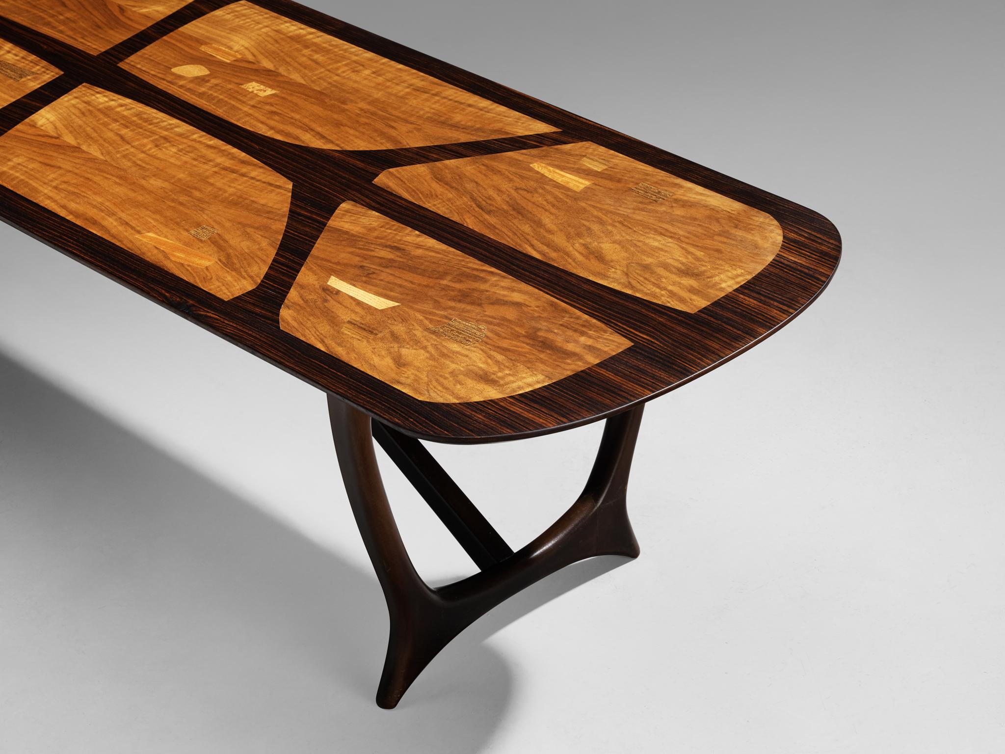 Sizeable Italian Marquetry Coffee Table in Walnut and Mahogany