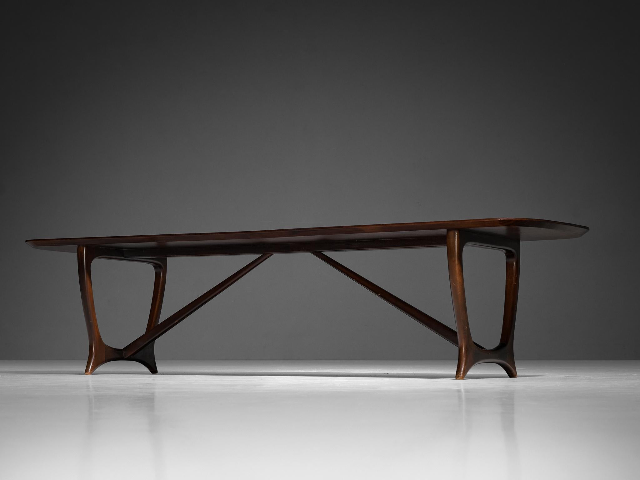 Sizeable Italian Marquetry Coffee Table in Walnut and Mahogany