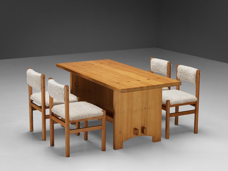 Dining Room Set With Jacob Kielland-Brandt Table and Chairs in Sheepskin