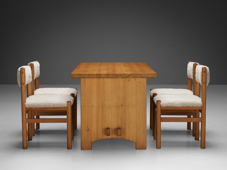 Dining Room Set With Jacob Kielland-Brandt Table and Chairs in Sheepskin