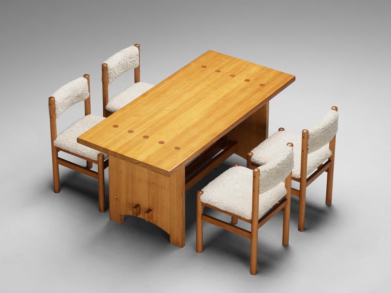 Dining Room Set With Jacob Kielland-Brandt Table and Chairs in Sheepskin