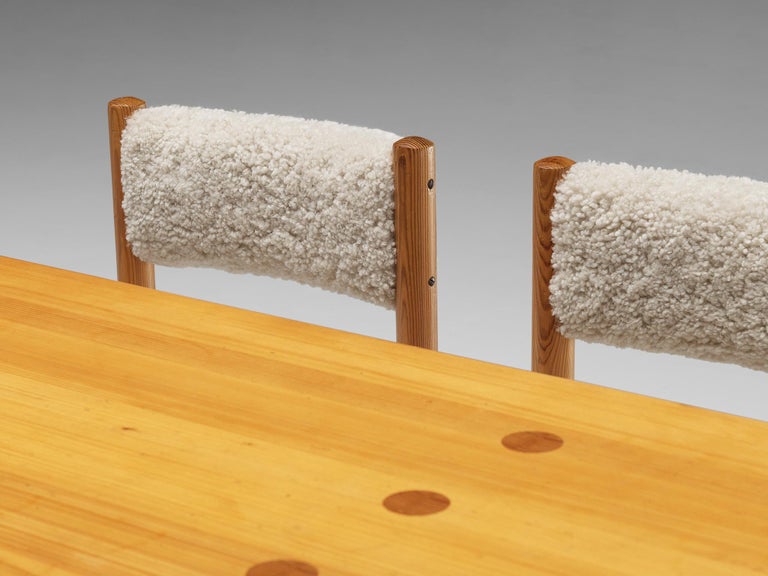 Dining Room Set With Jacob Kielland-Brandt Table and Chairs in Sheepskin