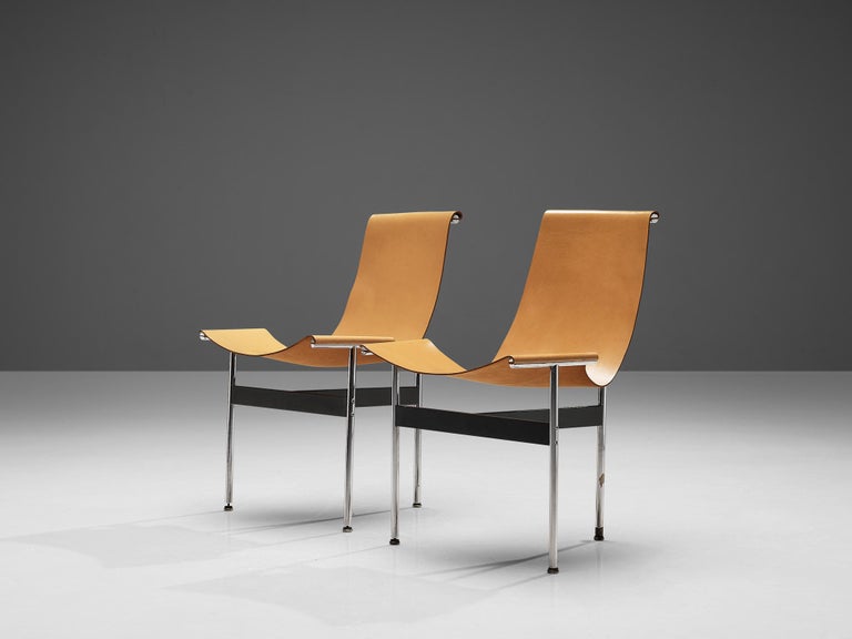 Katavolos, Kelley and Littell for Laverne Pair of T-Chairs in Camel Leather