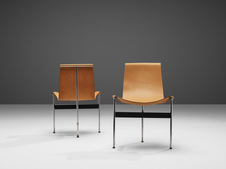 Katavolos, Kelley and Littell for Laverne Pair of T-Chairs in Camel Leather