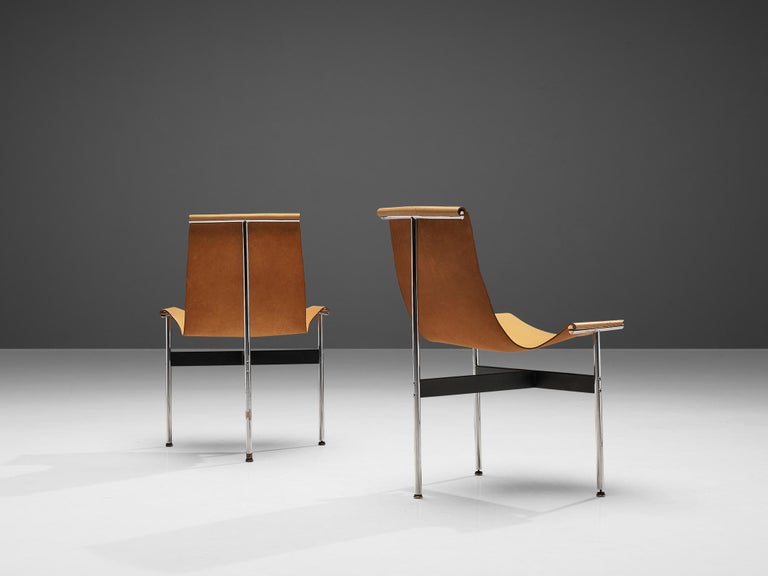 Katavolos, Kelley and Littell for Laverne Pair of T-Chairs in Camel Leather