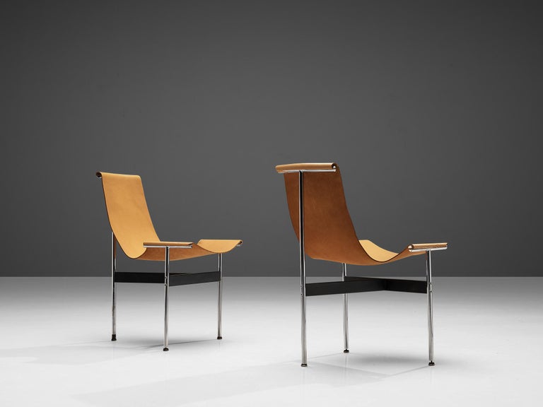 Katavolos, Kelley and Littell for Laverne Pair of T-Chairs in Camel Leather