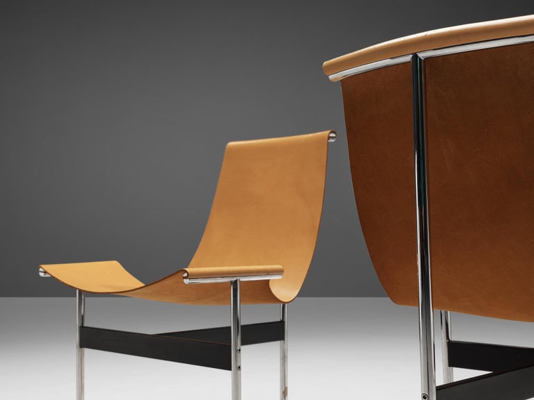 Katavolos, Kelley and Littell for Laverne Pair of T-Chairs in Camel Leather