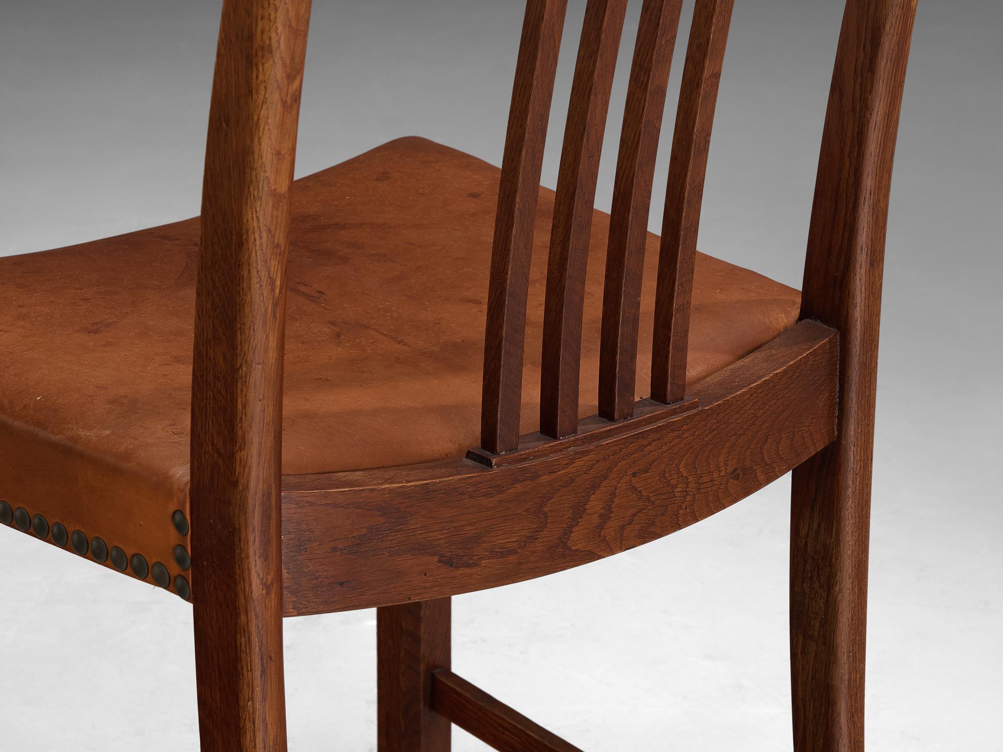 Jørgen Christensens Set of Eight Dining Chairs in Cognac Leather and Oak