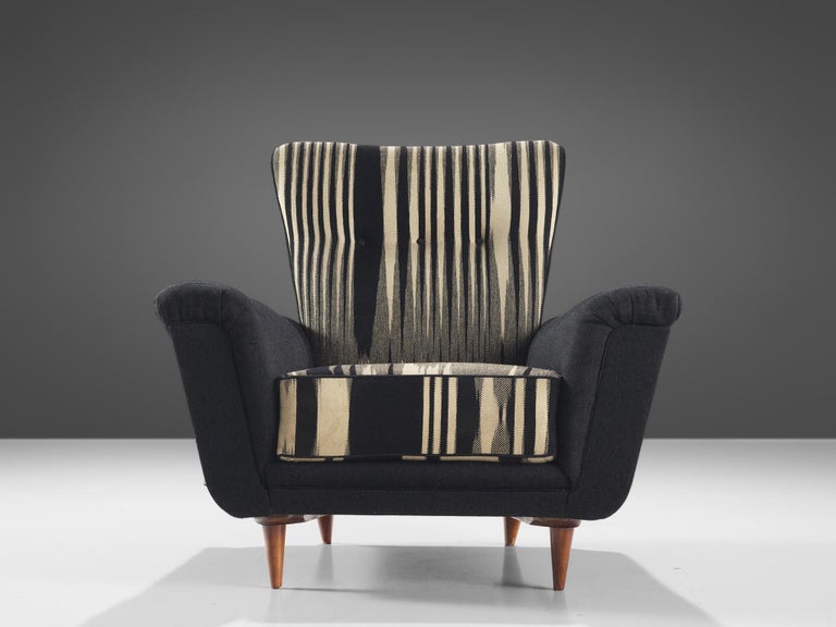 Theo Ruth for Artifort Pair of Lounge Chairs in Original Striped Upholstery