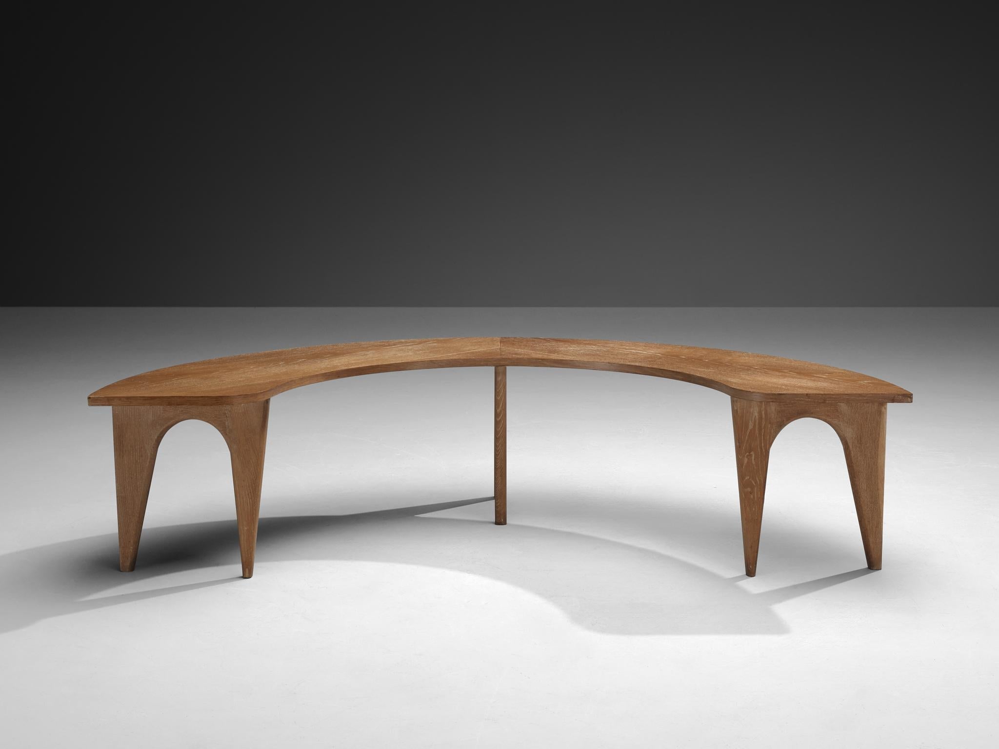 Sculptural Curved Display or Side Table in Cerused Oak