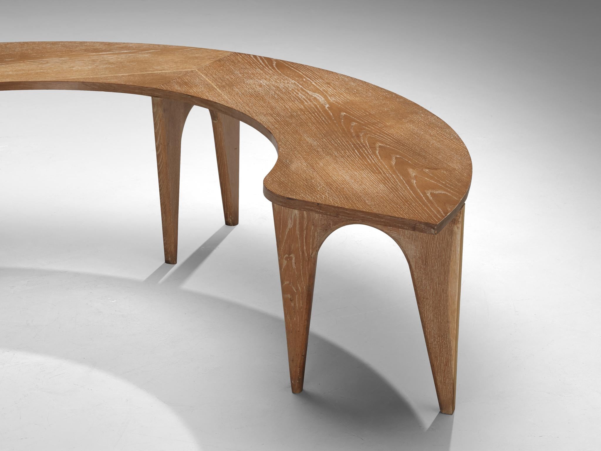 Sculptural Curved Display or Side Table in Cerused Oak