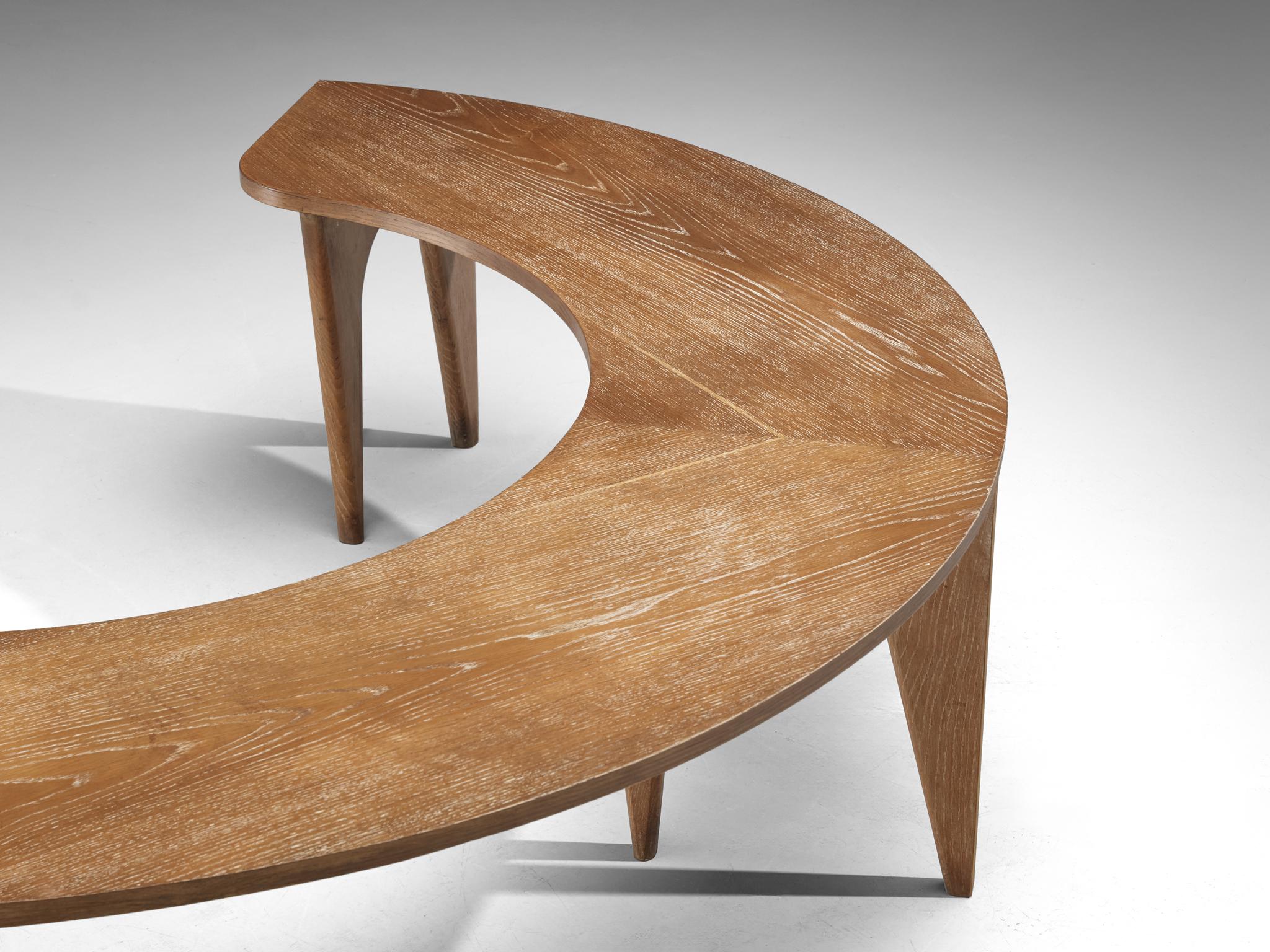 Sculptural Curved Display or Side Table in Cerused Oak