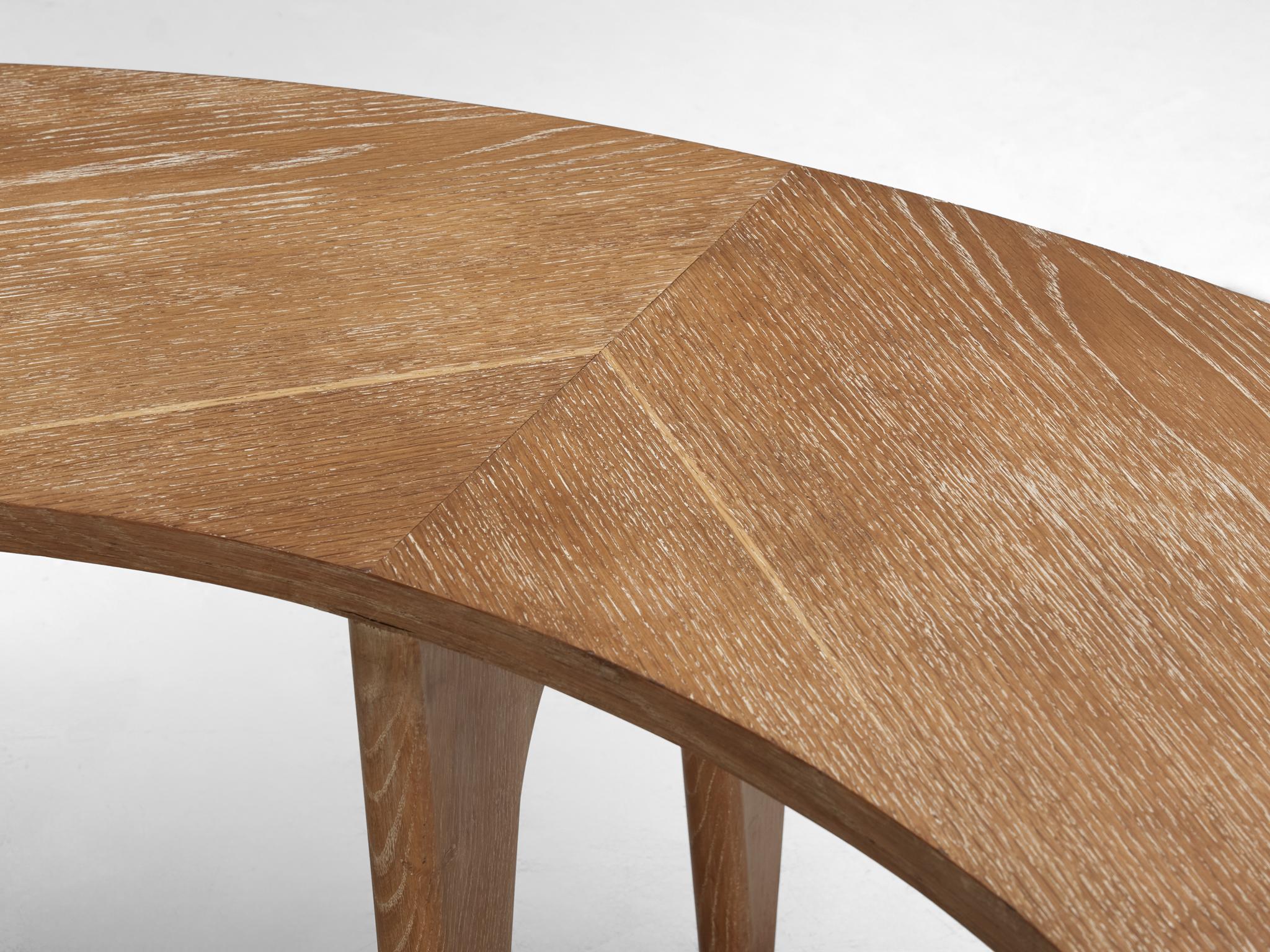 Sculptural Curved Display or Side Table in Cerused Oak