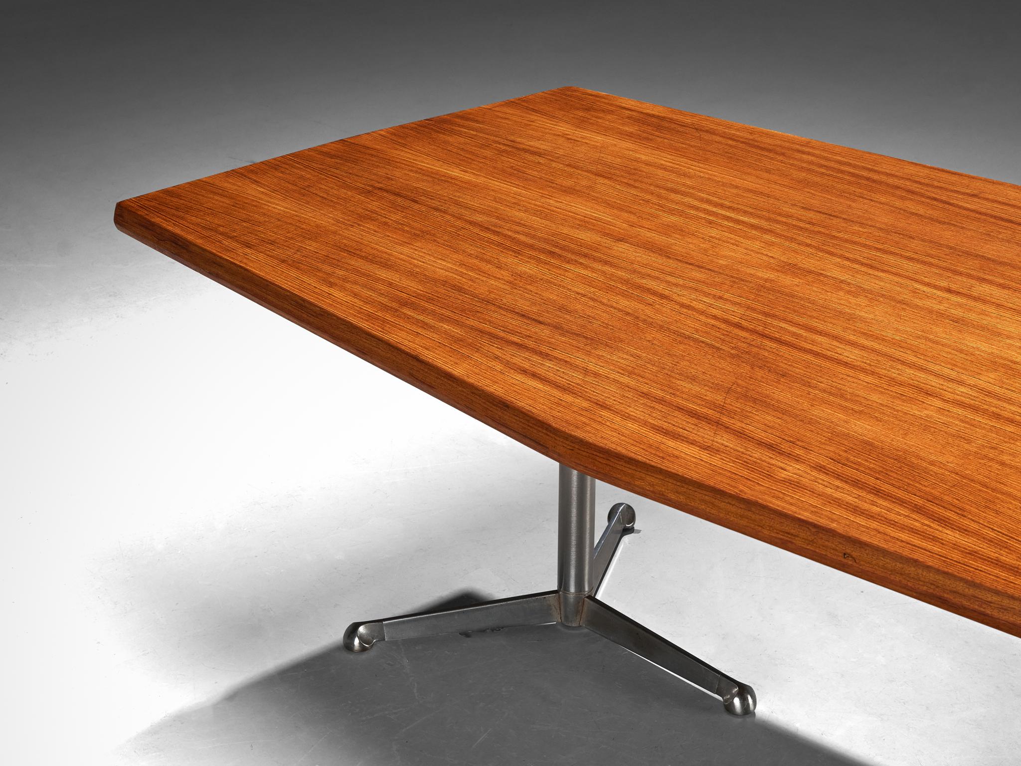 Osvaldo Borsani for Tecno Conference or Dining Table in Walnut and Steel