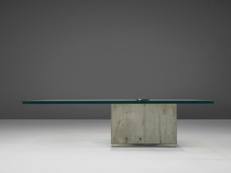 Sergio & Giorgio Saporiti Coffee Table in Concrete and Glass