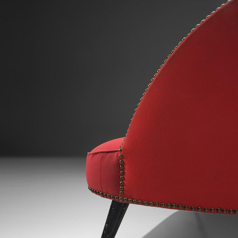 Italian Sofa in Red Upholstery