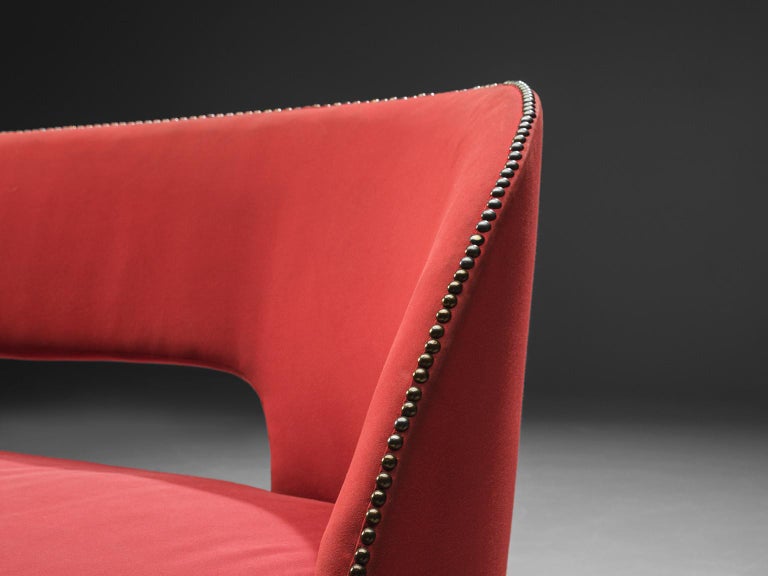 Italian Sofa in Red Upholstery