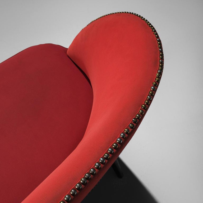 Italian Sofa in Red Upholstery