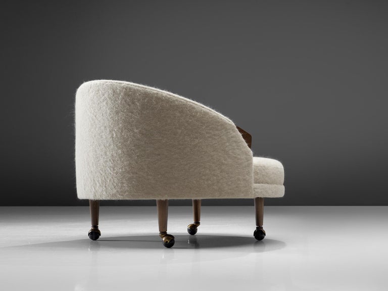 Adrian Pearsall 'Havana' Chair with Ottoman in White Pierre Frey Fabric