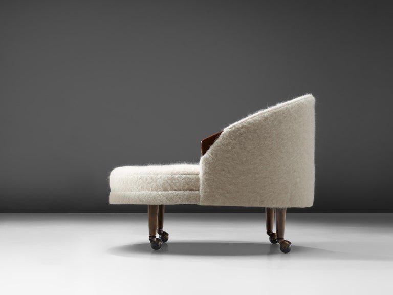 Adrian Pearsall 'Havana' Chair with Ottoman in White Pierre Frey Fabric