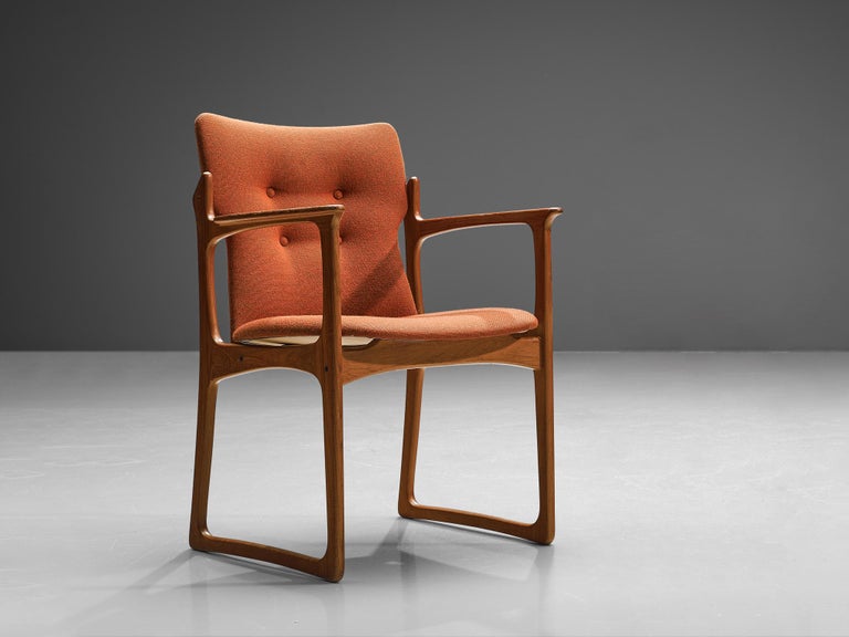 Vamdrup Stolefabrik Armchair in Teak and Orange Upholstery