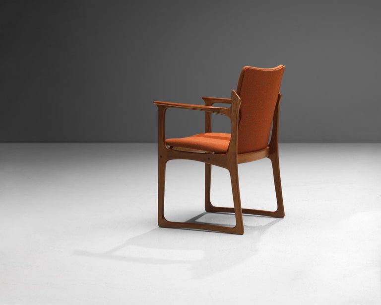 Vamdrup Stolefabrik Armchair in Teak and Orange Upholstery