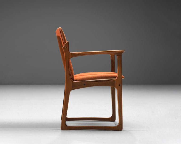 Vamdrup Stolefabrik Armchair in Teak and Orange Upholstery