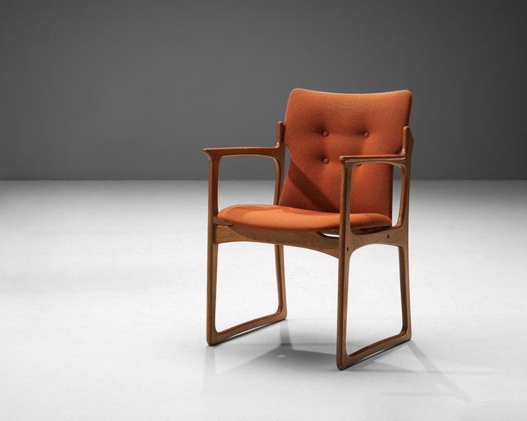 Vamdrup Stolefabrik Armchair in Teak and Orange Upholstery