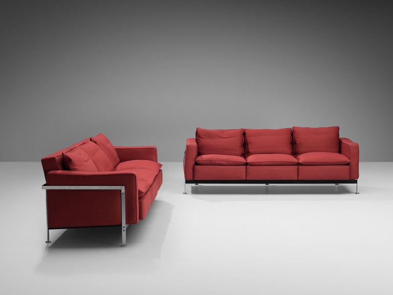 Robert Haussmann for De Sede Sofas in Red Upholstery