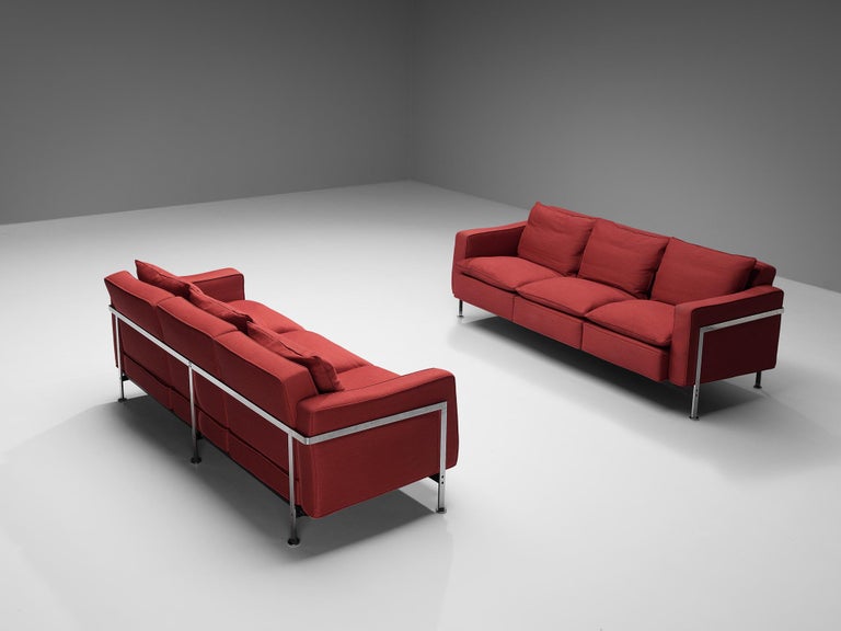 Robert Haussmann for De Sede Sofas in Red Upholstery