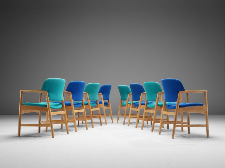 Larsen & Bender-Madsen for Fritz Hansen Set of Eight Dining Chairs in Oak