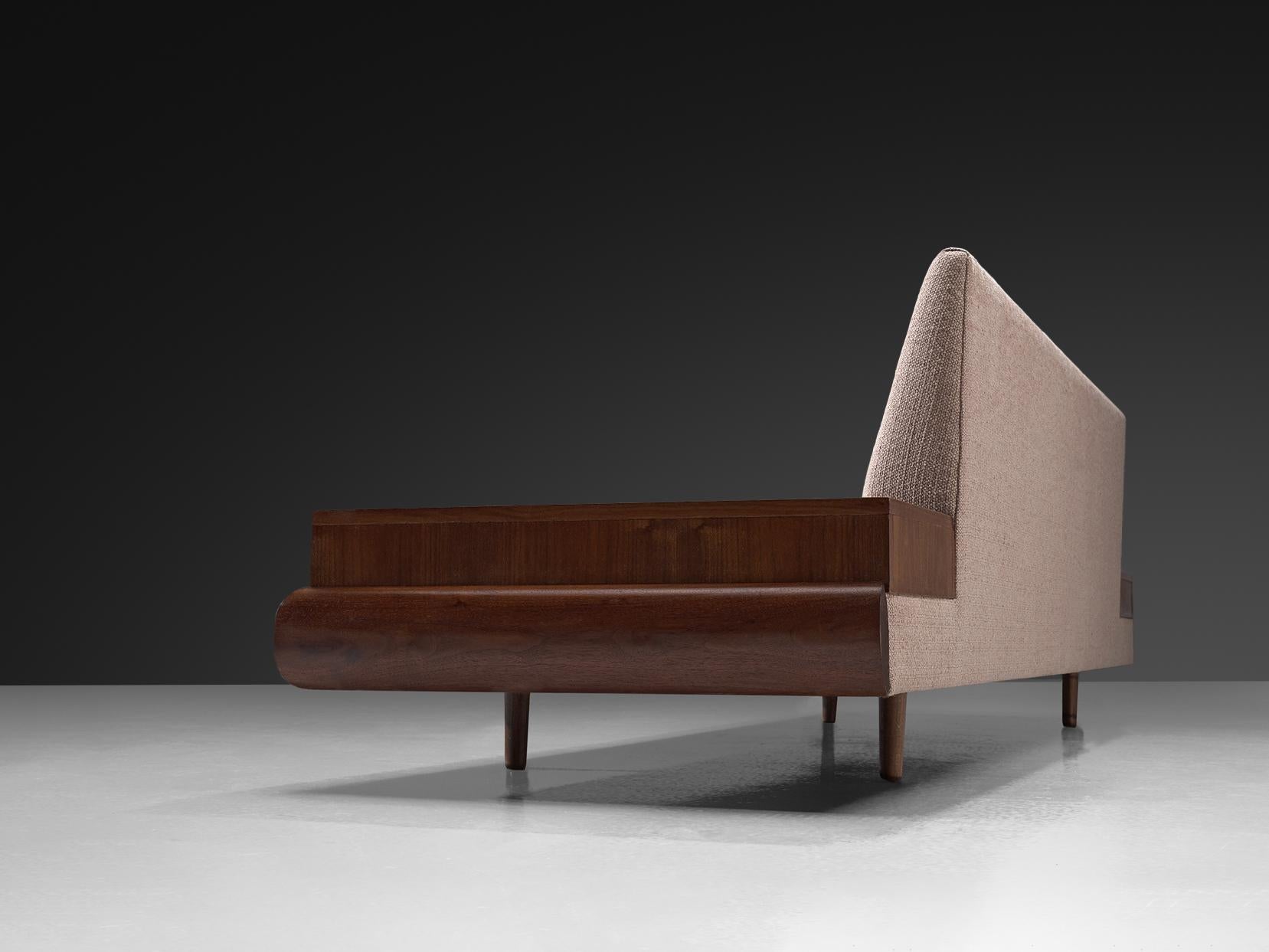 Adrian Pearsall Platform Sofa in Walnut and Pastel Pink Upholstery