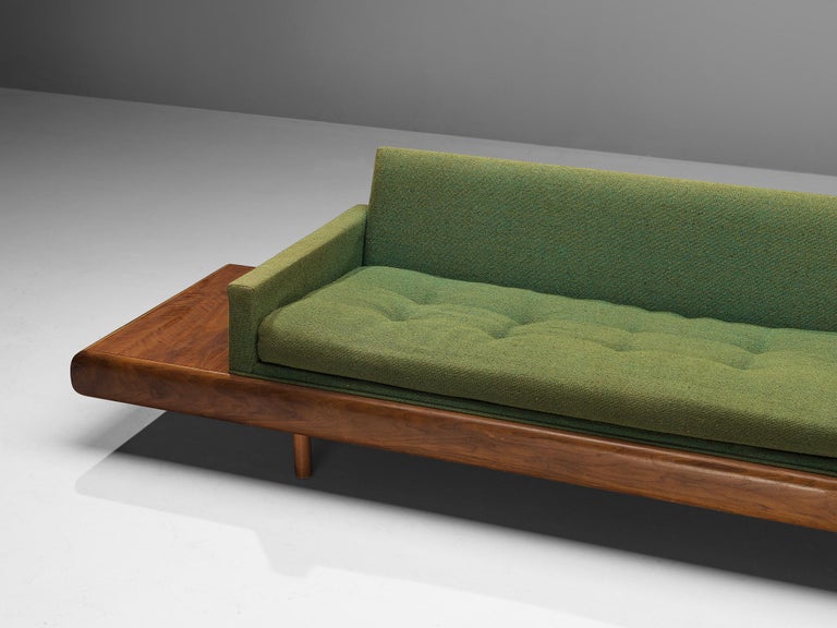 Adrian Pearsall Platform Sofa in Walnut and Green Upholstery