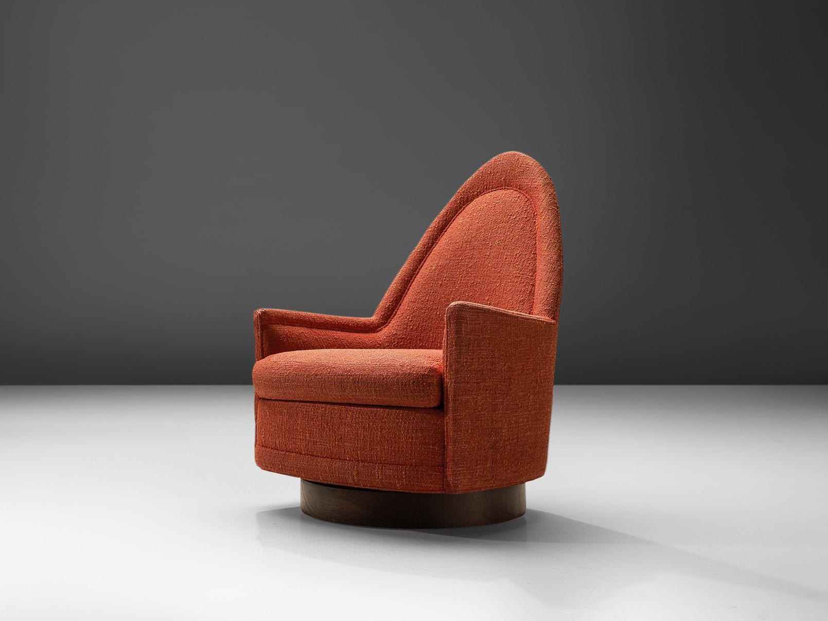 1960s Selig Swivel Cathedral Chair in Red Upholstery and Wood