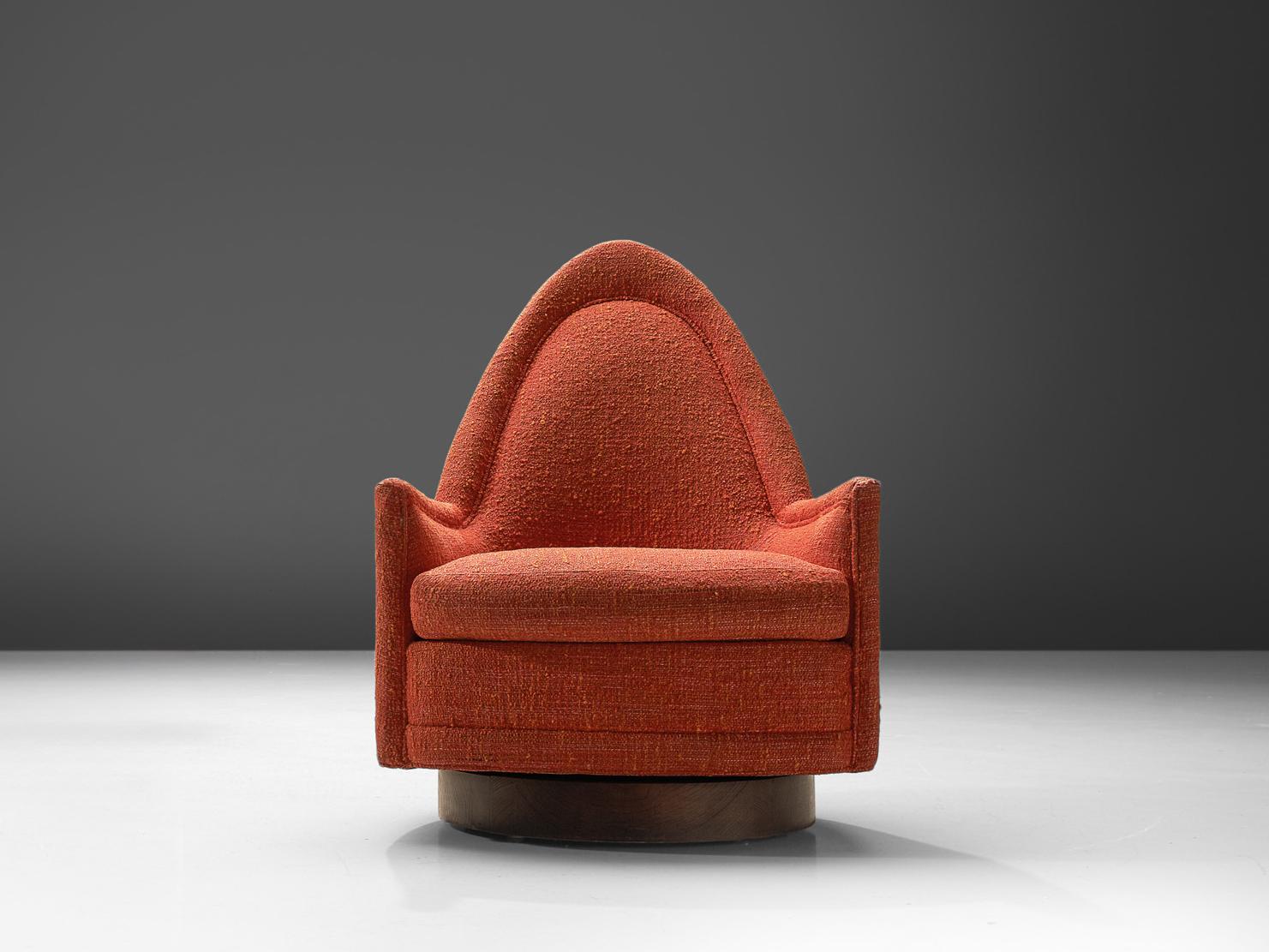 1960s Selig Swivel Cathedral Chair in Red Upholstery and Wood