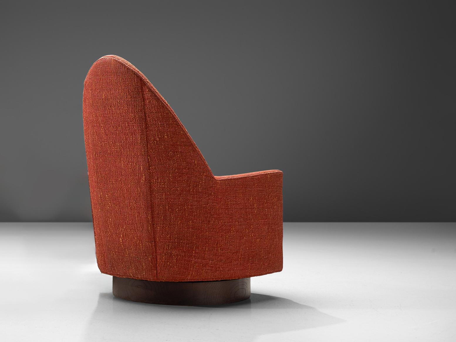 1960s Selig Swivel Cathedral Chair in Red Upholstery and Wood