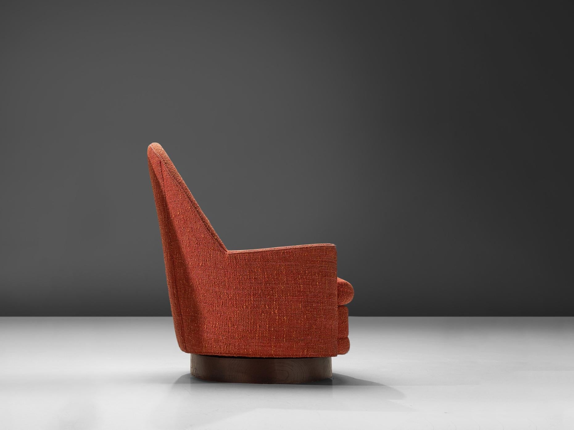 1960s Selig Swivel Cathedral Chair in Red Upholstery and Wood