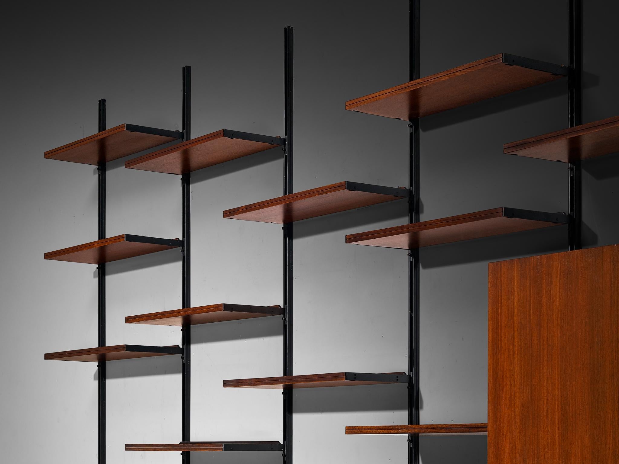 Osvaldo Borsani for Tecno 'E22' Wall Unit or Bookcase in Rosewood and Metal