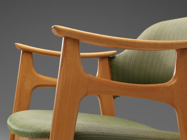 Norwegian Dining Chair in Olive Green Upholstery