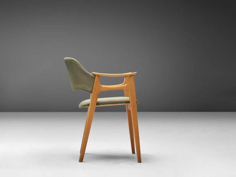 Norwegian Dining Chair in Olive Green Upholstery