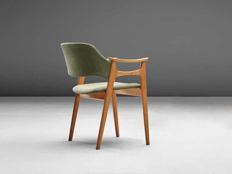 Norwegian Dining Chair in Olive Green Upholstery