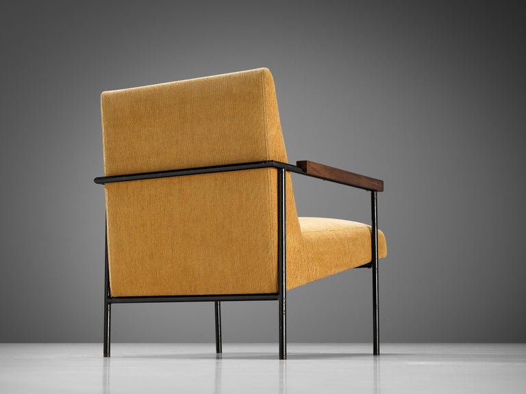 Geraldo de Barros Lounge Chair in Iron and Yellow Upholstery