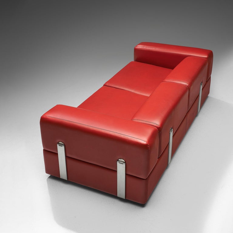 Tito Agnoli for Cinova Daybed Sofa in Red Upholstery