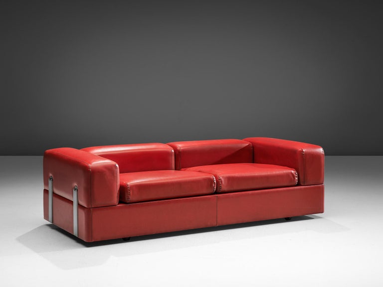 Tito Agnoli for Cinova Daybed Sofa in Red Upholstery