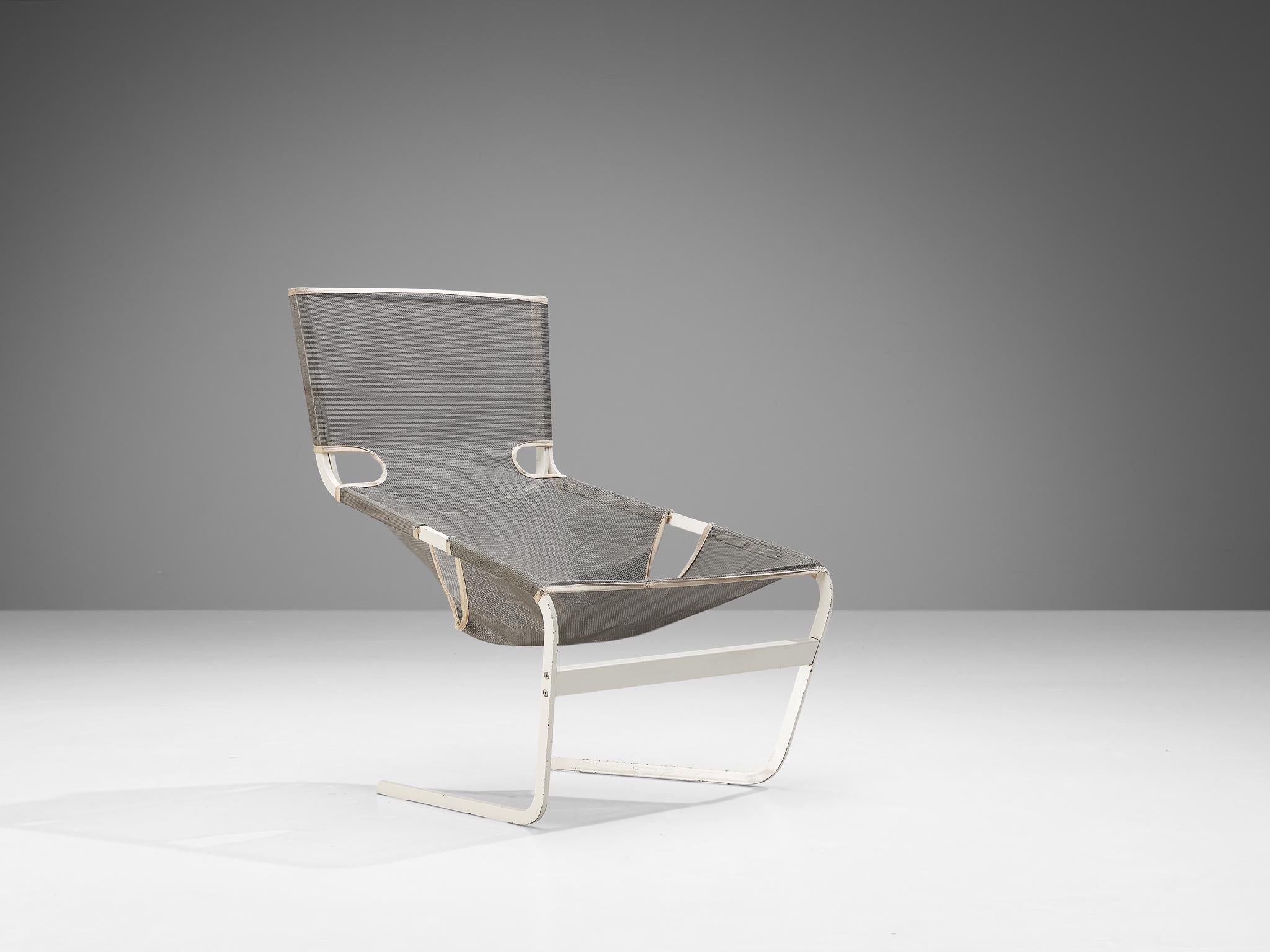 Pierre Paulin for Artifort F444 Lounge Chair in Lacquered Metal Mesh Fabric