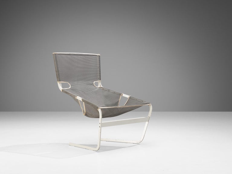 Pierre Paulin for Artifort F444 Lounge Chairs in Lacquered Metal and Mesh Fabric