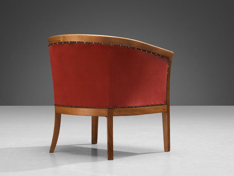 French Club Chair in Red Upholstery