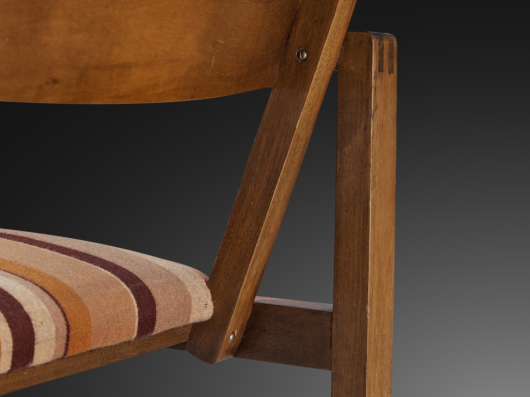 Erich Dieckmann Bauhaus Armchair in Walnut and Striped Fabric