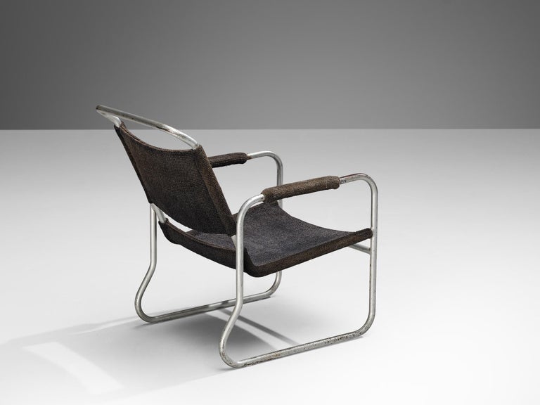 Bas Van Pelt Tubular Armchair in Original Grey Sisal